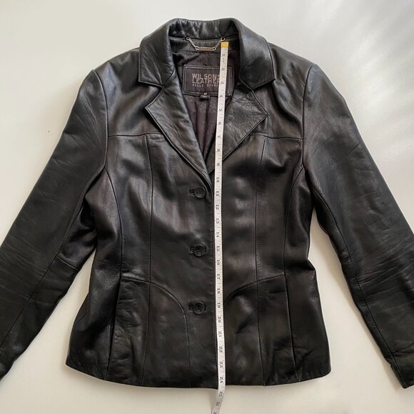 Wilsons Pelle Studio Leather Blazer Black Womens Size M Jacket Butter Soft, VTG - Picture 5 of 12